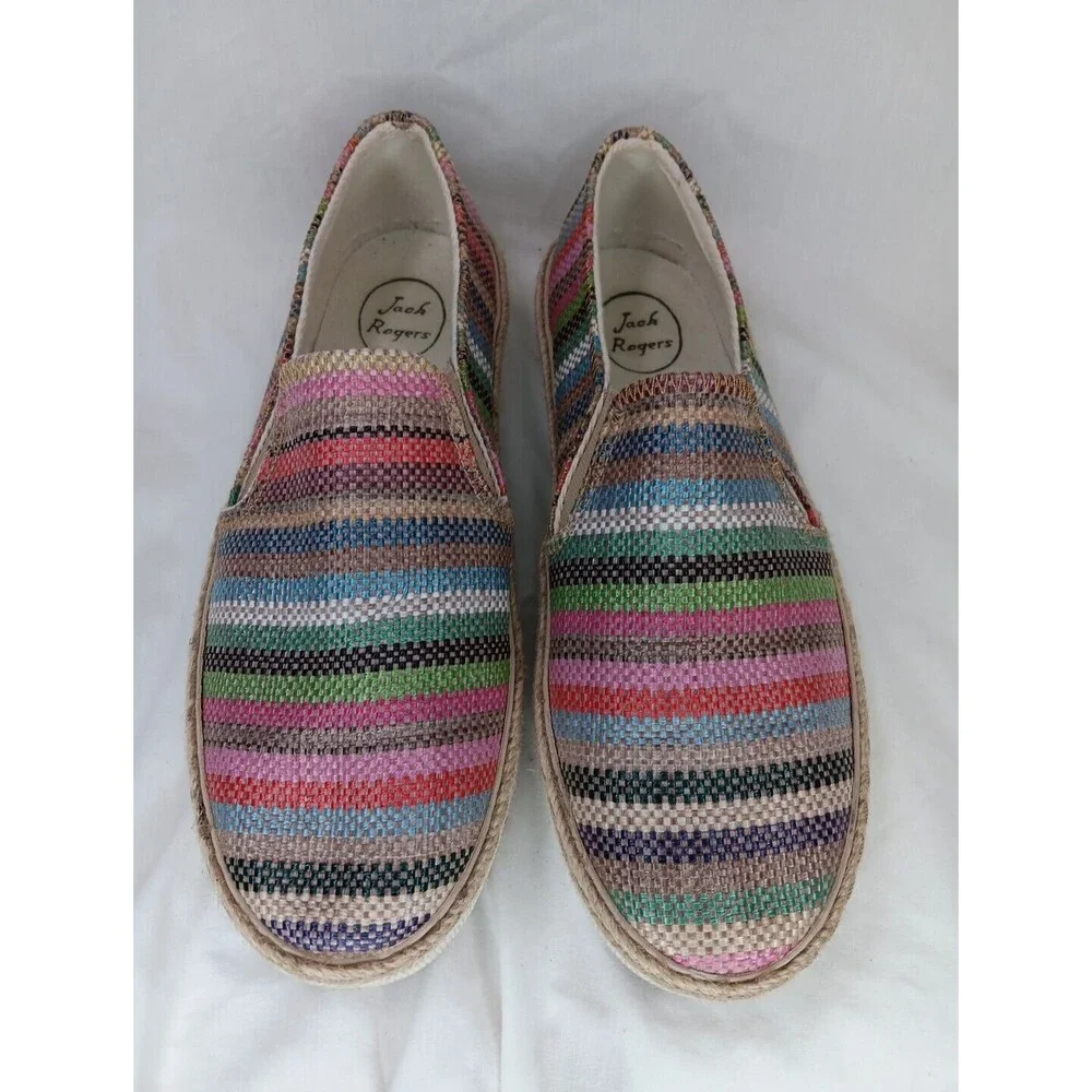Jack Rogers Espadrilles 7.5 Multicolor Stripe Slip Ons Comfort Flats